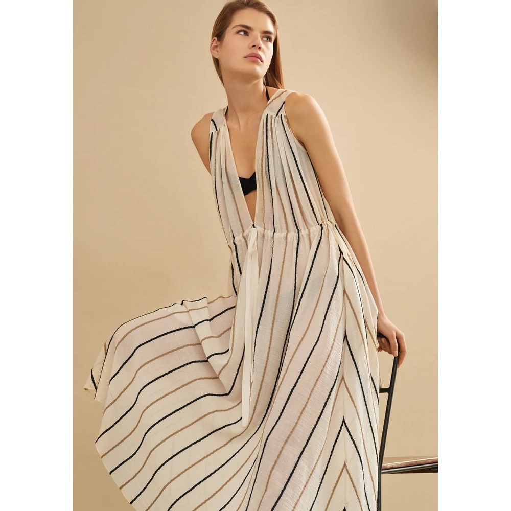 Three Graces London Striped Cotton Midi Dress 10 Beach Resortwear EuroSummer - Picture 2 of 16